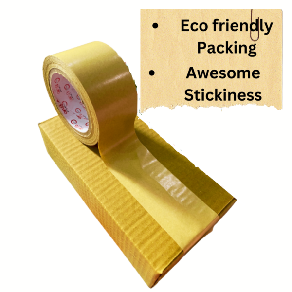 Self adhesive Kraft Paper Tape made of recycled paper which is plastic free, noise free, writable, biodegradable and eco friendly